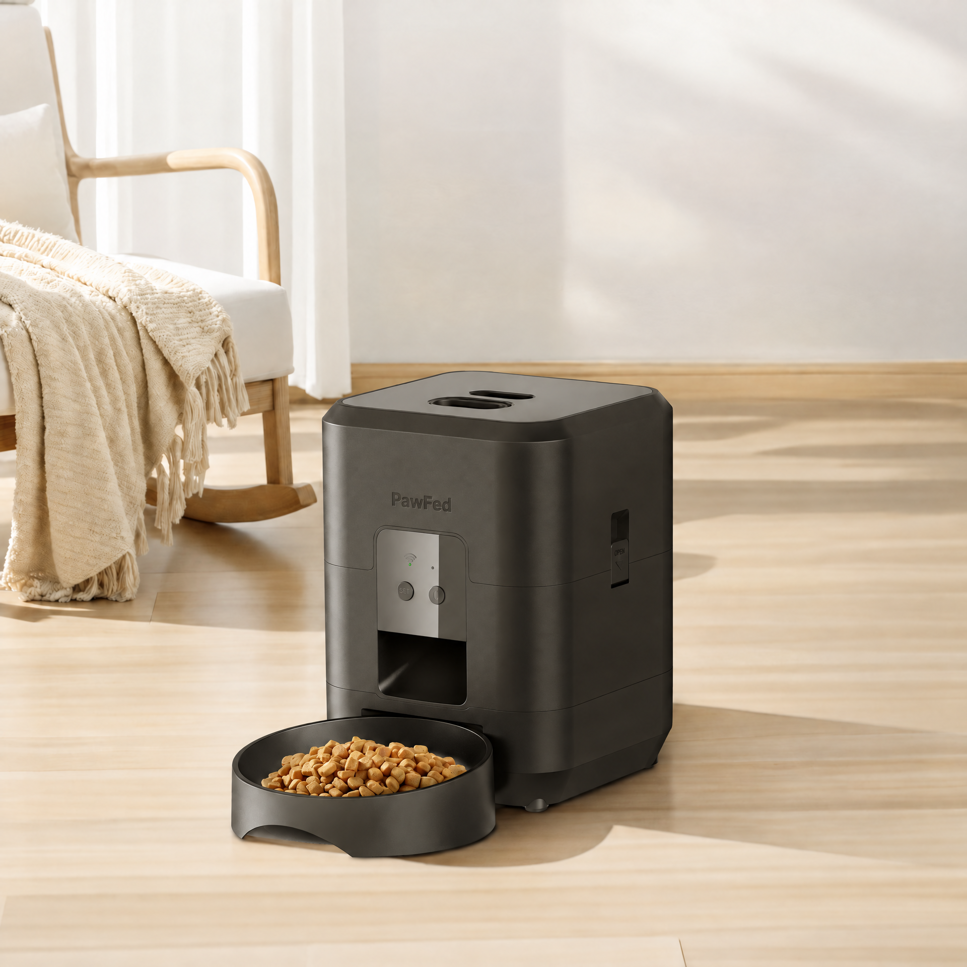 PawFed Wi-Fi Automatic Pet Feeder in black